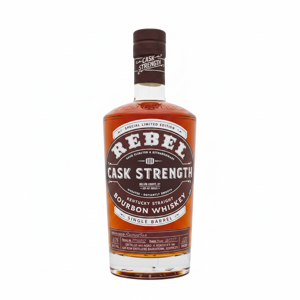 Rebel Cask Strength Bourbon Whiskey bottle