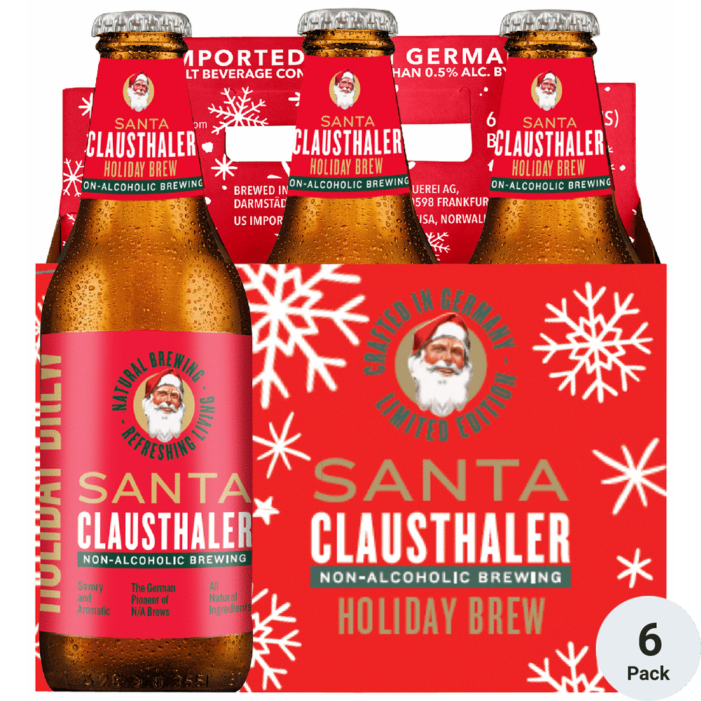Clausthaler Santa Non-Alcoholic Holiday Brew 6 Pack Bottles