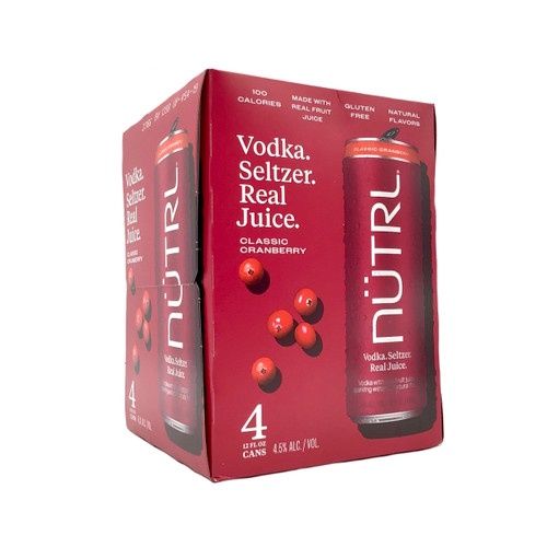 Nutrl Vodka Seltz Cranb 4pk Cranberry 4pk