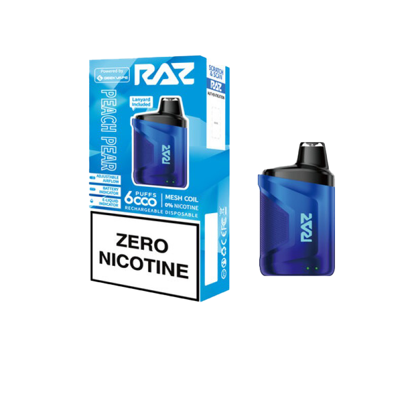 Raz 6k 0% Nic Peach Pear 0% Nicotine Peach Pear