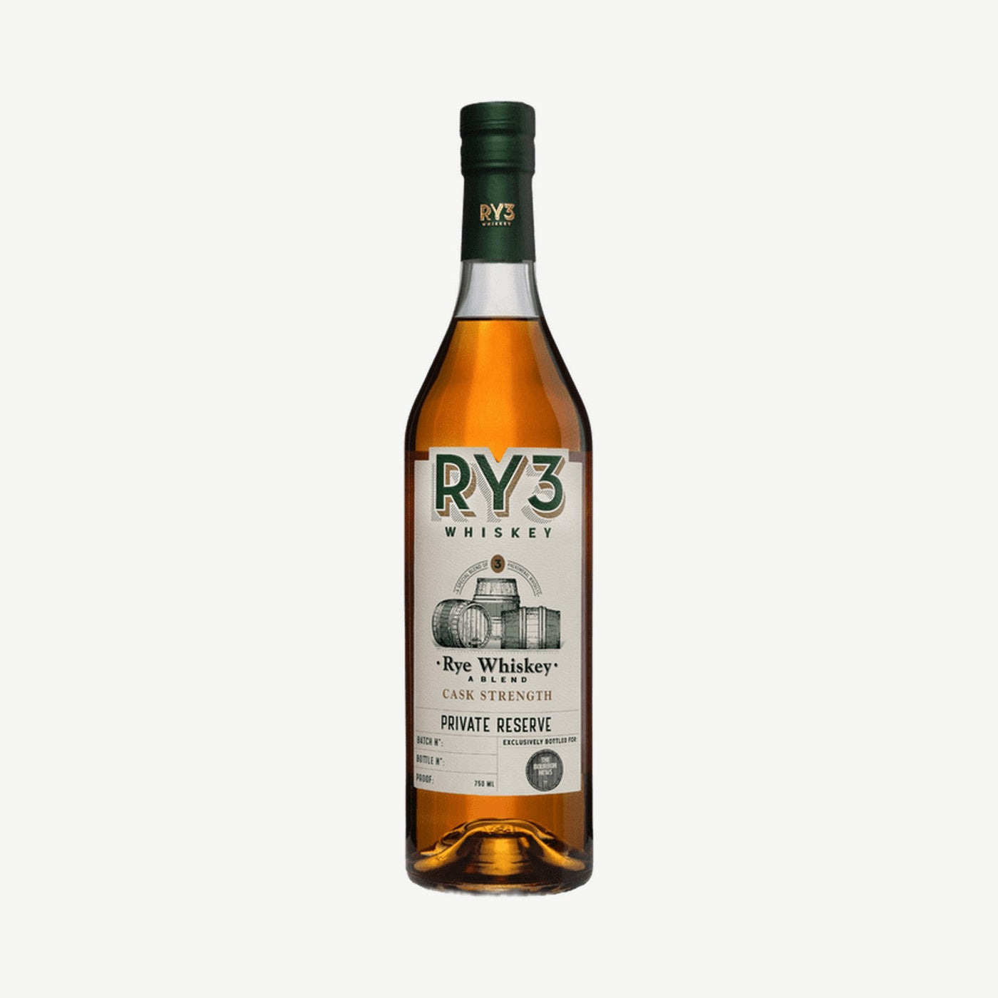 RY3 Rye Whiskey Private Reserv Cask Strength Blended Rye Whiskey