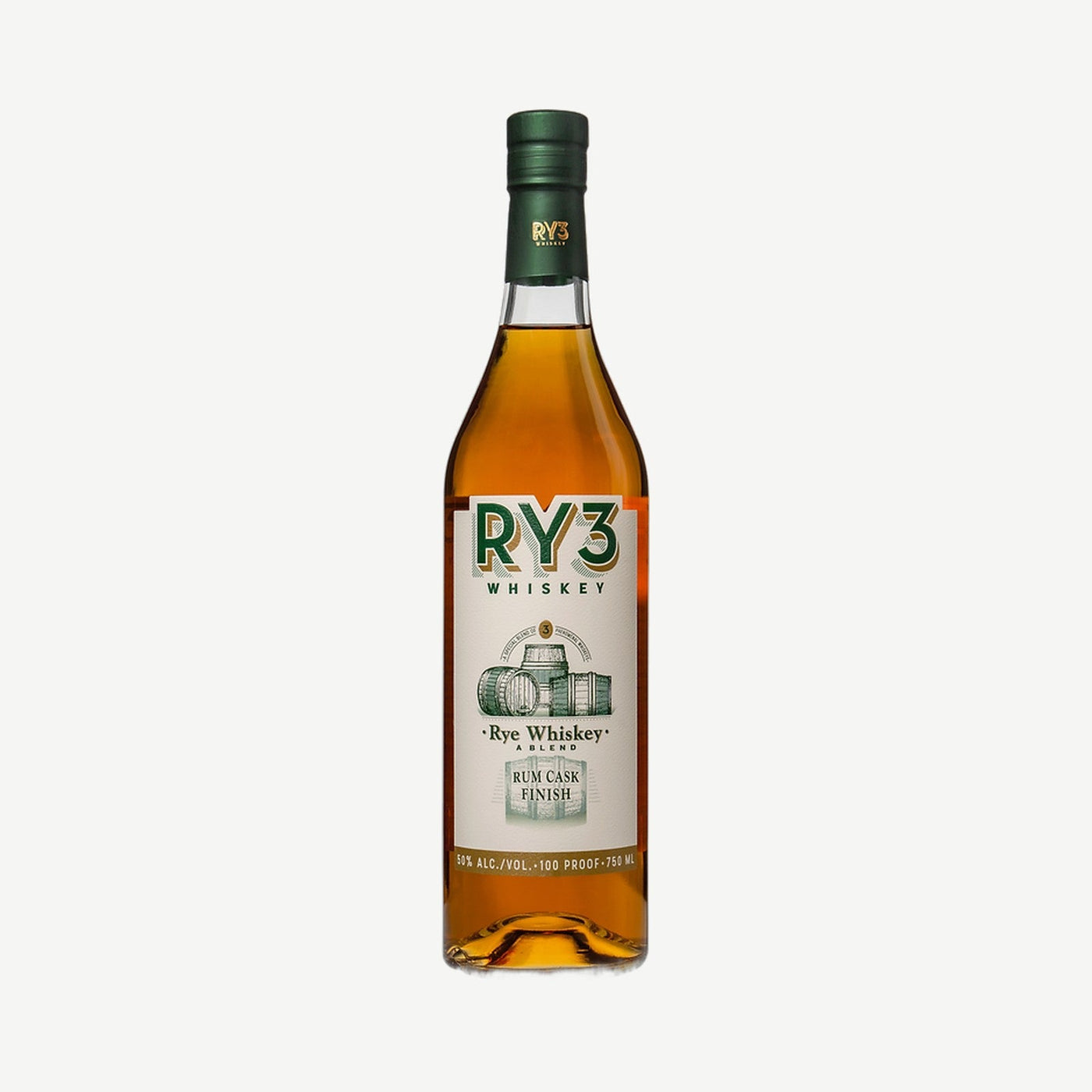 RY3 Rye Whiskey Rum Cask Blended Rye Whiskey in Rum Cask Finish