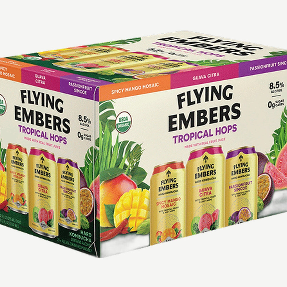 Flying Embers Trop Hops 6pk Tropical Hops Variety Pack Hard Kombucha