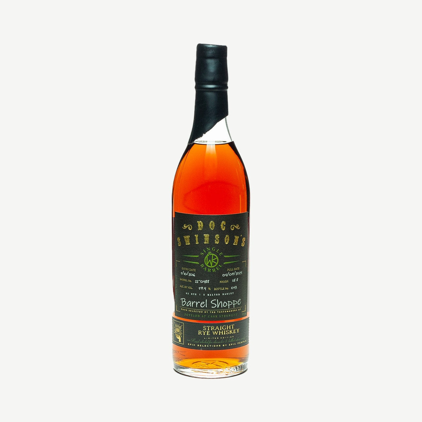 Doc Swinsons Rye Rum Cask Straight Rye Whiskey Finished Rum Cask