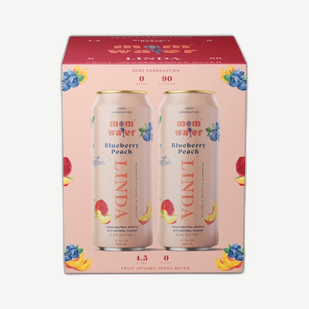Mom Water Linda Blueberry Pch 4pk Cans Blueberry Peach