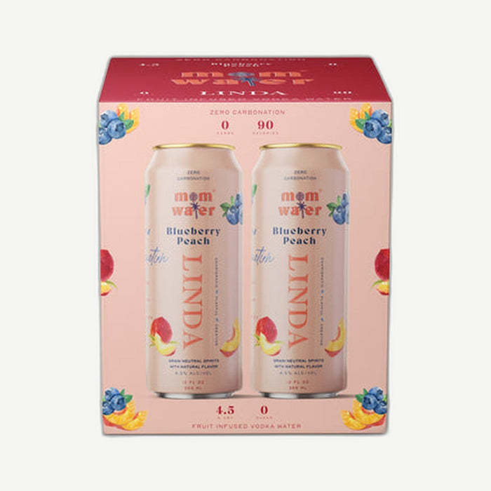 Mom Water Linda Blueberry Pch 4pk Cans Blueberry Peach