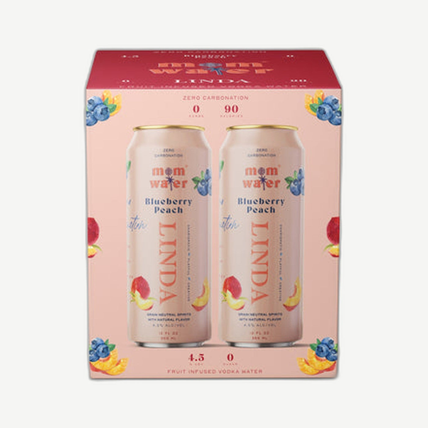 Mom Water Linda Blueberry Pch 4pk Cans Blueberry Peach