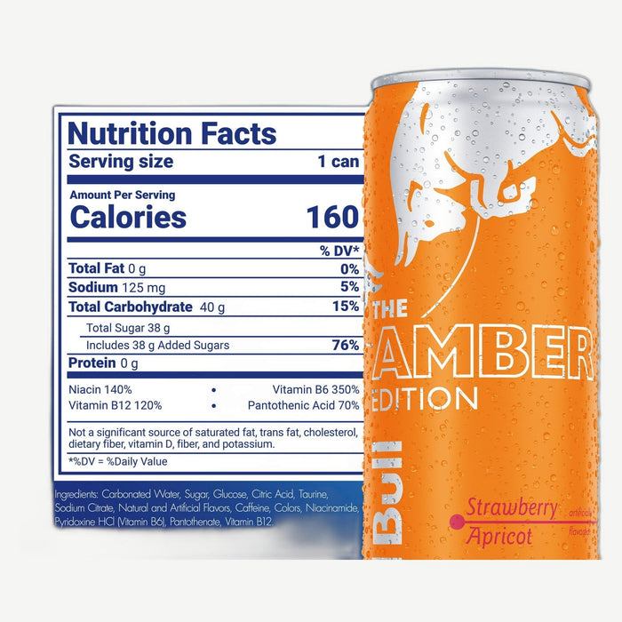 Red Bull Amber Straw Apr 8.4oz Strawberry Apricot 8.4oz Single Cans
