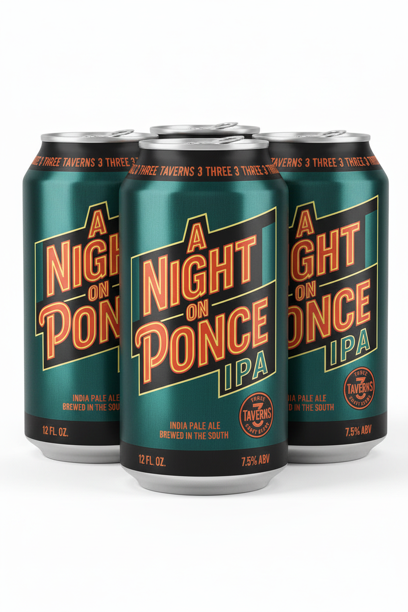 3T Big Night On Ponce Hazy IPA Three Tavern Brewing 4pk 16oz Cans