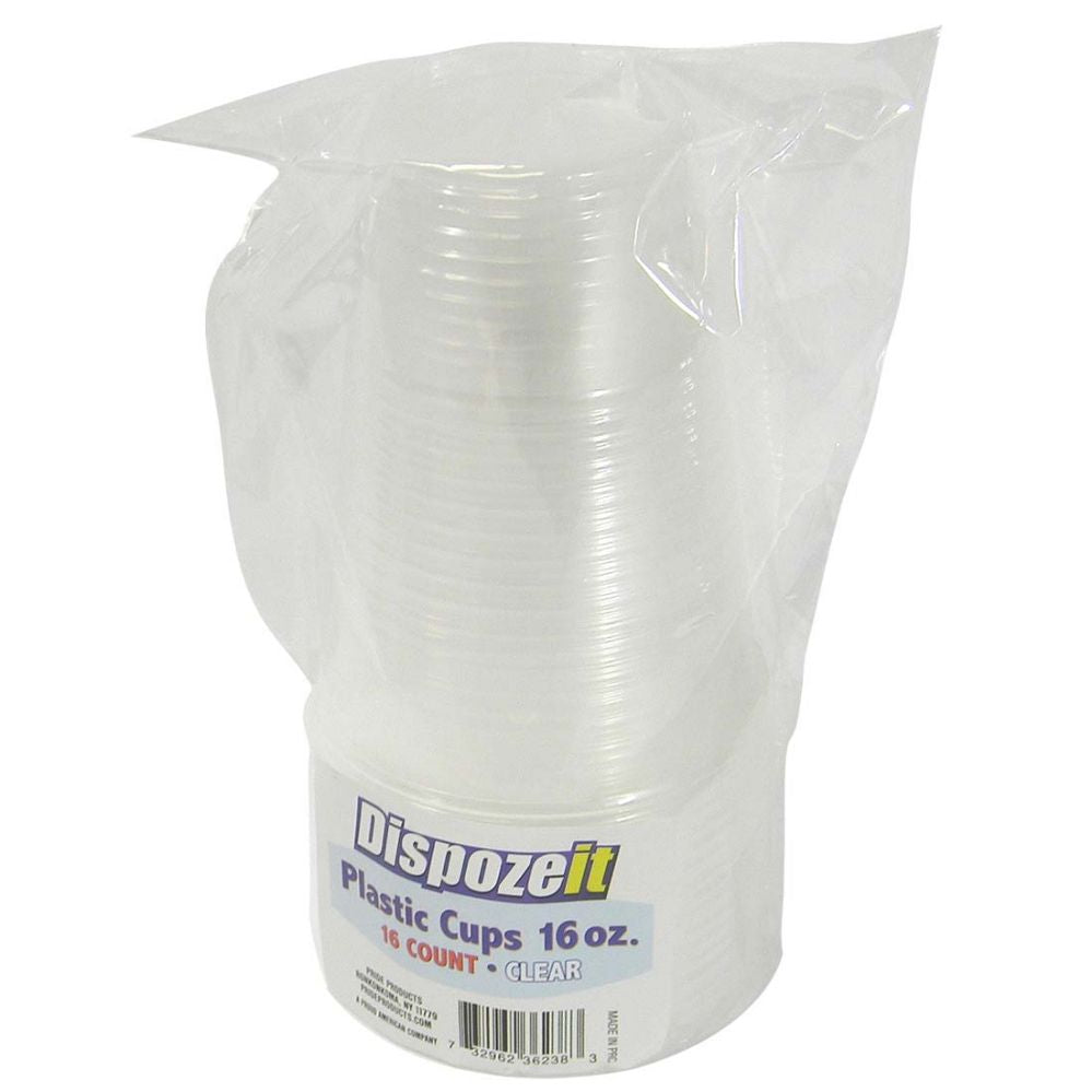 Dispozeit Plastic Cups Clear 16oz 16ct Cups
