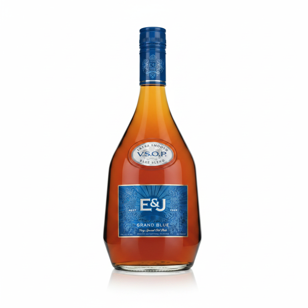 E&J VSOP Grand Blue Brandy bottle